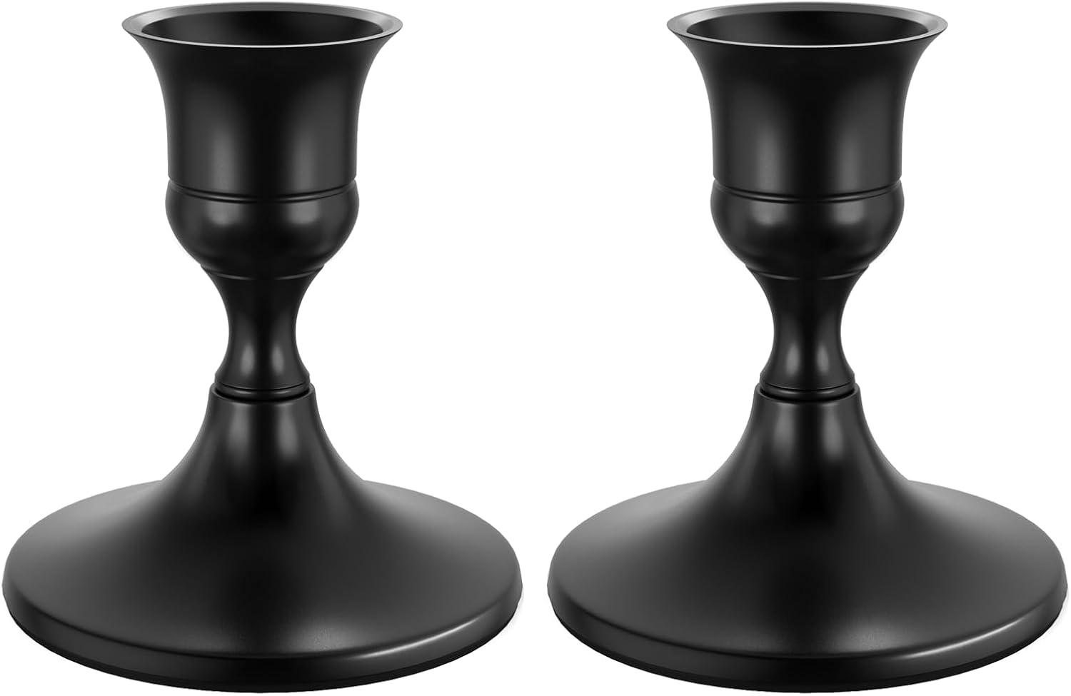 Black Metal Taper Candlestick Holders Set of 2