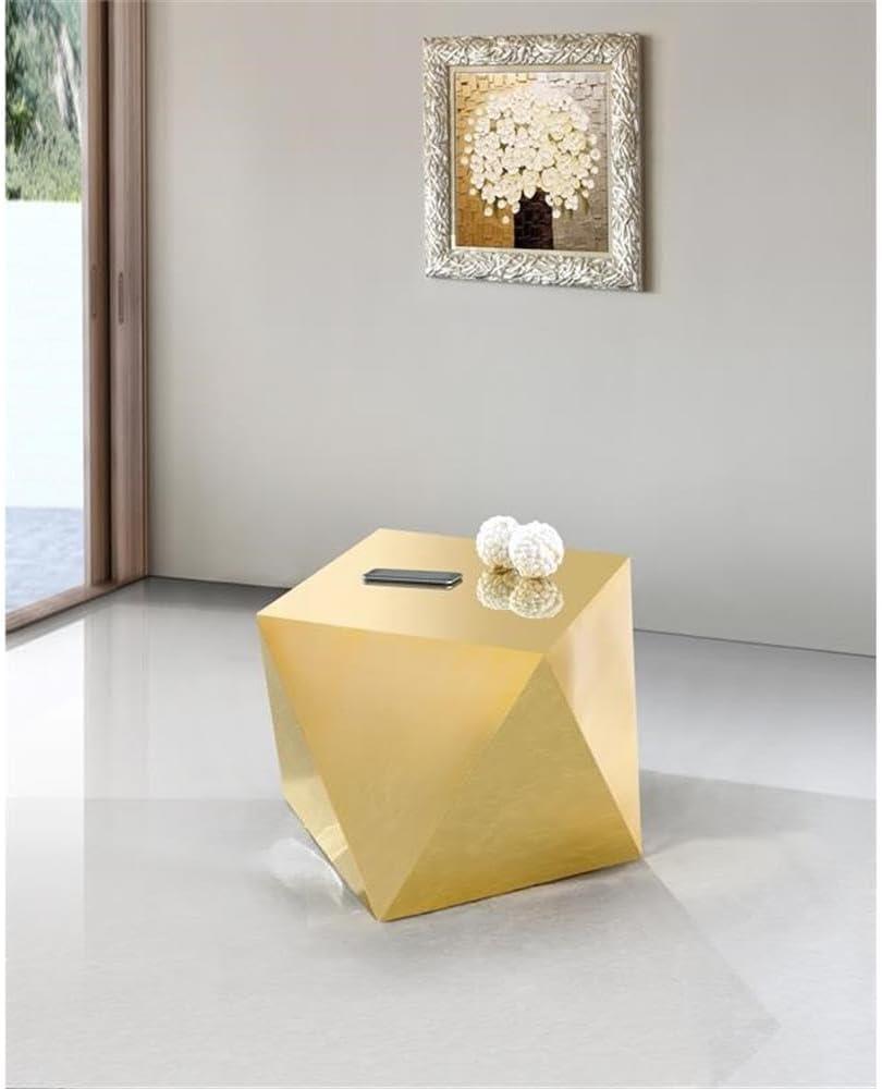 Meridian Furniture Gemma Stainless Steel Contemporary End Table in Gold