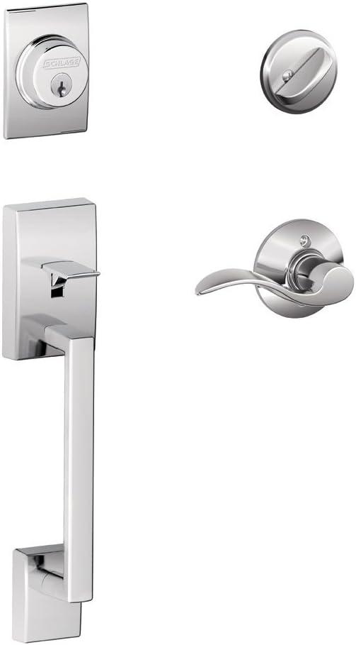Bright Chrome Single Cylinder Handleset with Accent Lever