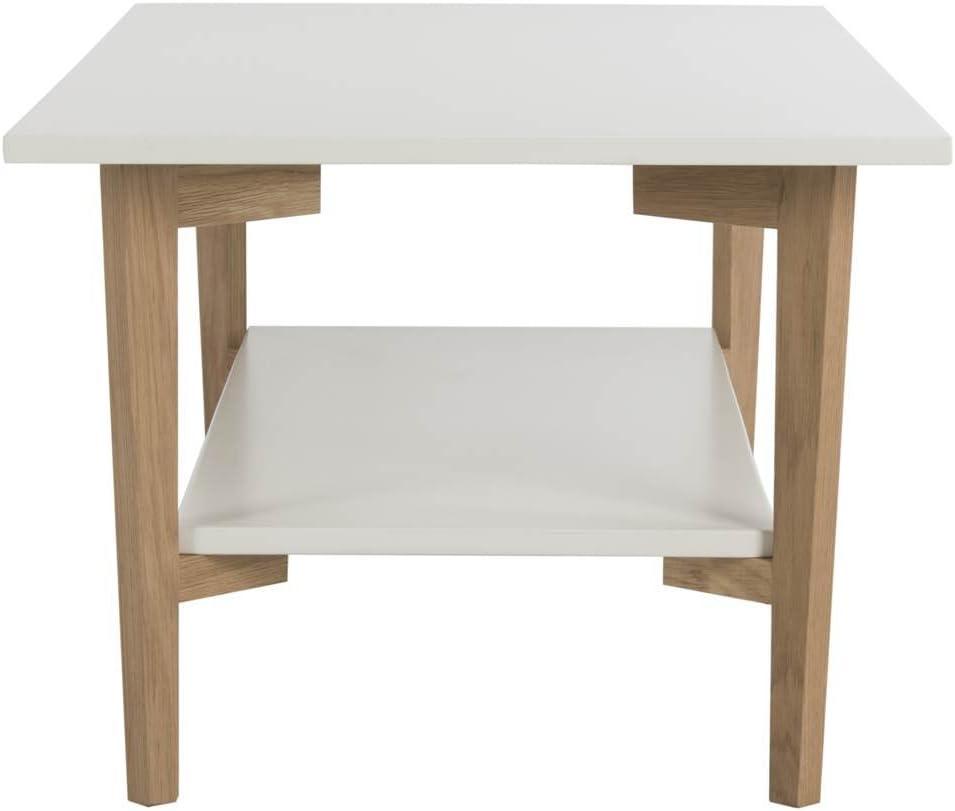 Caraway Rectangle Coffee Table - White/Oak - Safavieh