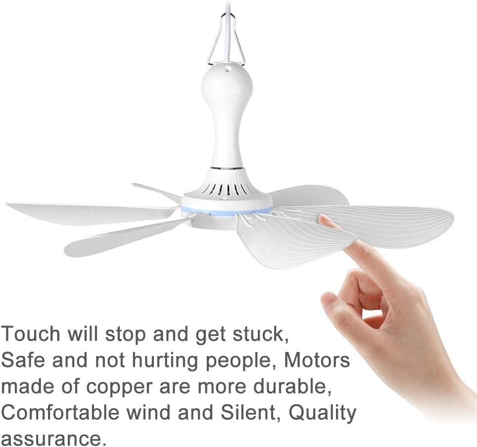 USB Mini Small Ceiling Fan quiet Camping RV Fans Emergency Portable Outdoor Hanging Gazebo Canopy Dorm Fans Silent For Tent,Hiking,Outages Home Room with Remote Battery operated,Power Bank powered