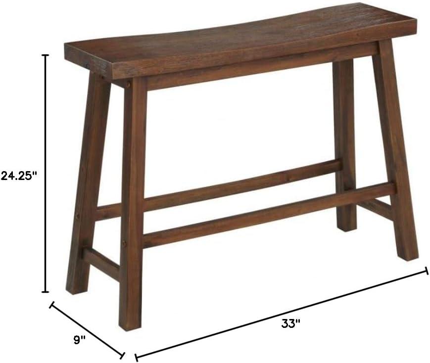 Boraam Wood Sonoma Backless Dining Bench - Chestnut Wire-Brush Finish