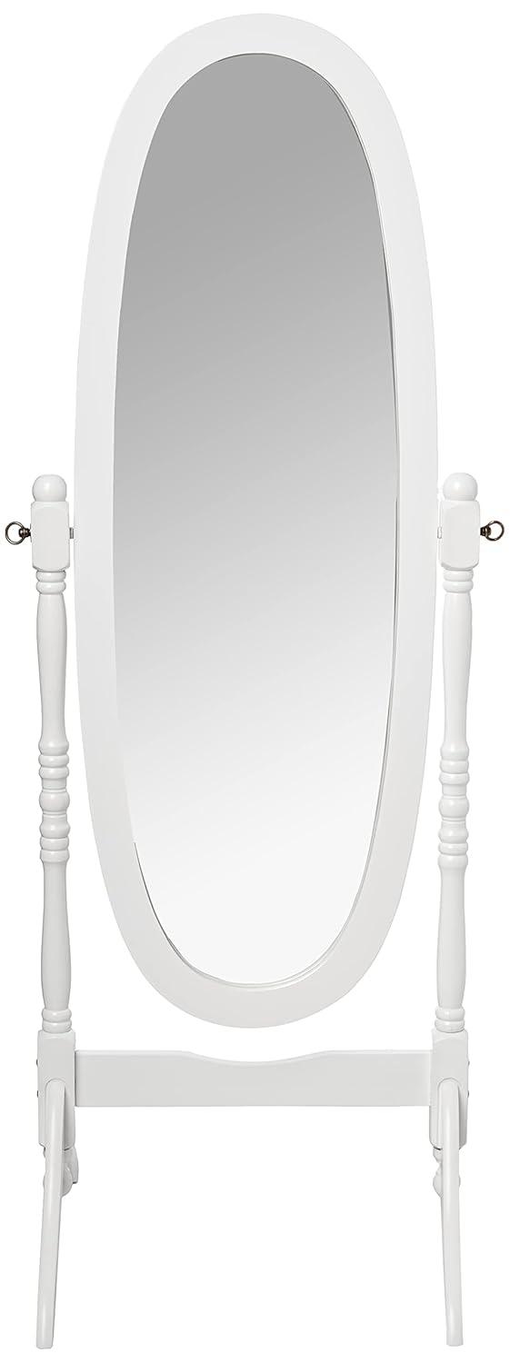 Cheval Mirror Ore International White: Oval Freestanding, Bedroom-Ready, 59.5" Tall