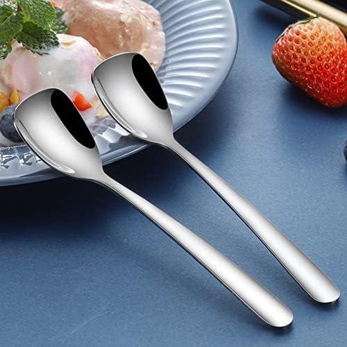 Set of 6 Silver Stainless Steel Dessert Spoons