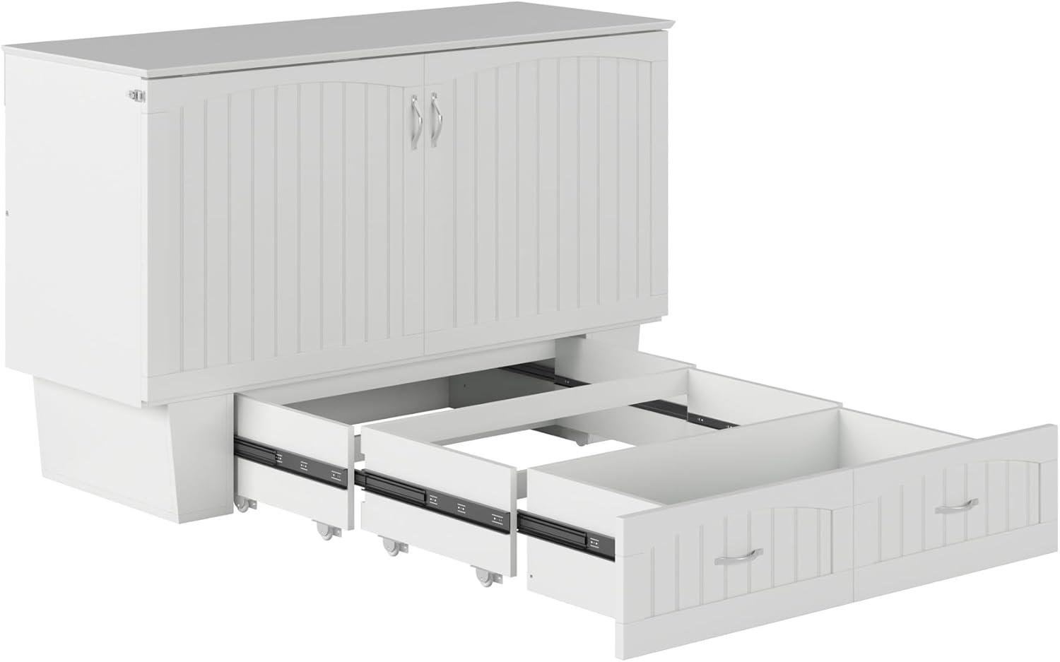 Queen Nantucket Murphy Bed Chest USB Turbo Charger White - AFI