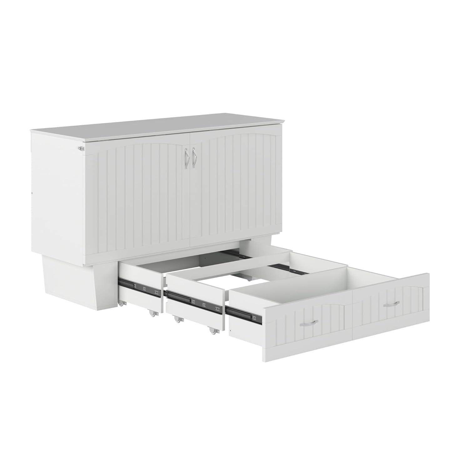 Queen Nantucket Murphy Bed Chest USB Turbo Charger White - AFI