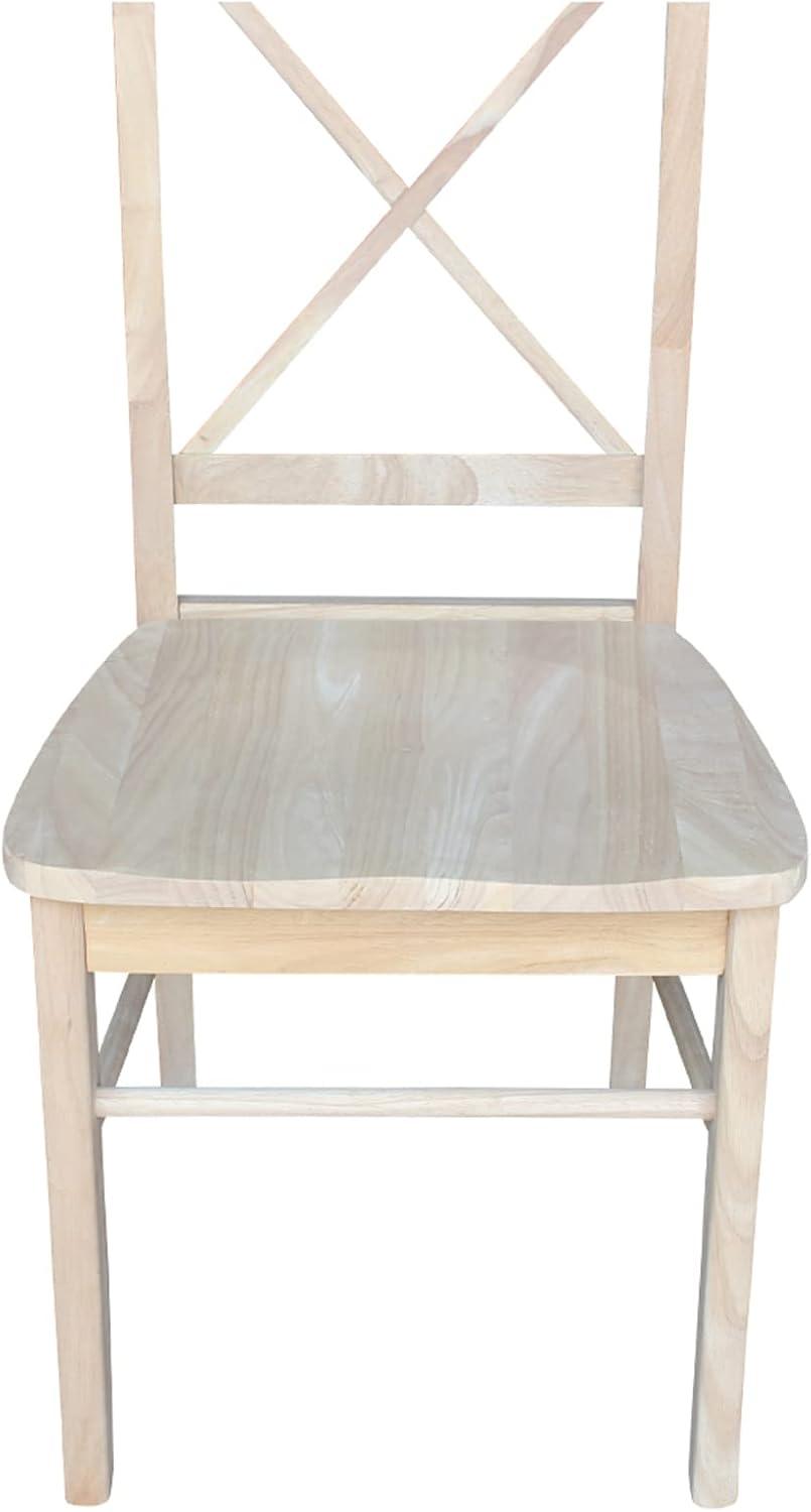 Set of 2 X Back Chairs with Solid Wood Seat Unfinished - International Concepts: Parawood, Kitchen Furniture