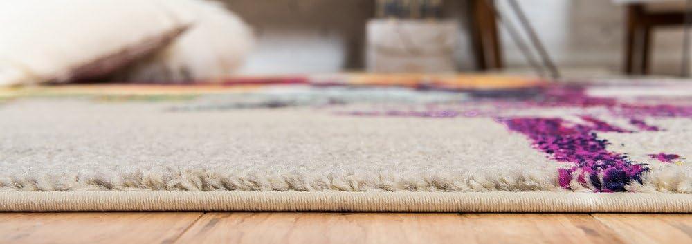 Unique Loom Estrella Collection Bright Colors, Geometric, Abstract, Modern Area Rug, 5 ft x 8 ft, Beige/Yellow