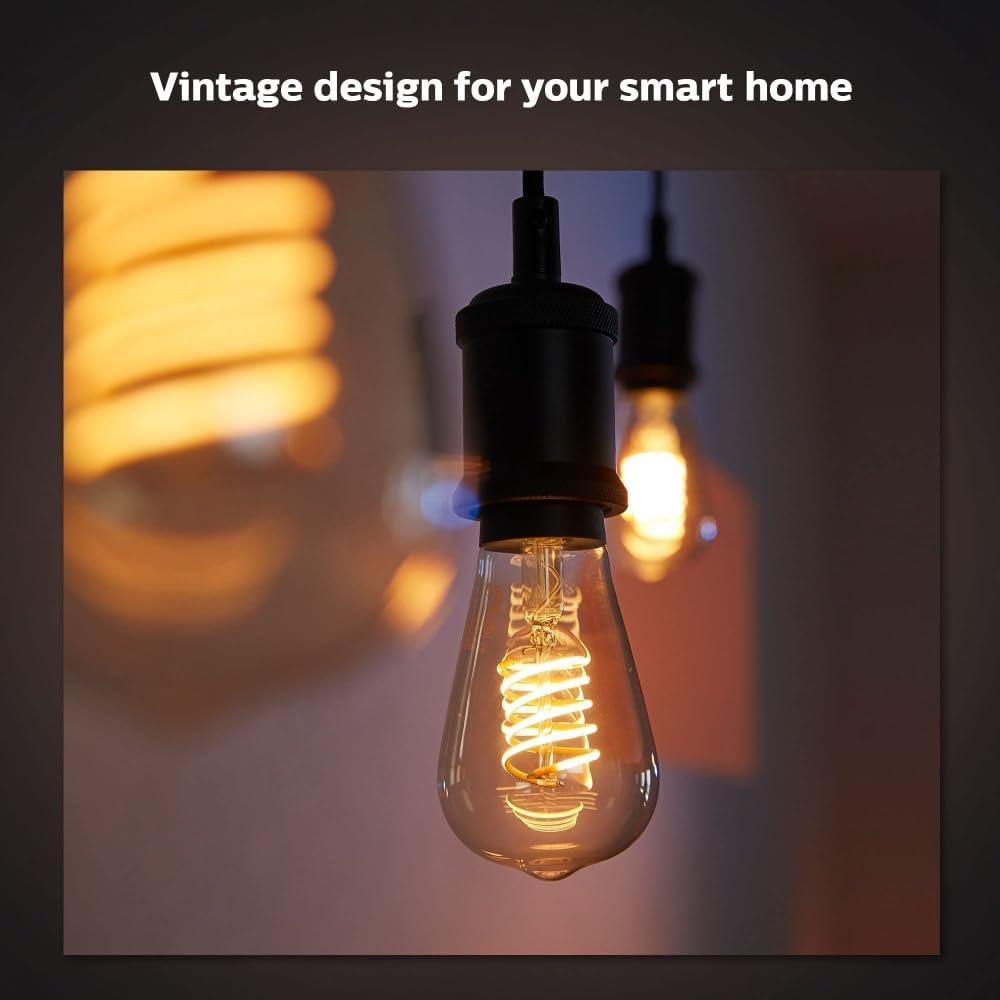 Philips Hue 571125 Dimmable Warm White Vintage Smart ST19 Edison Bulb