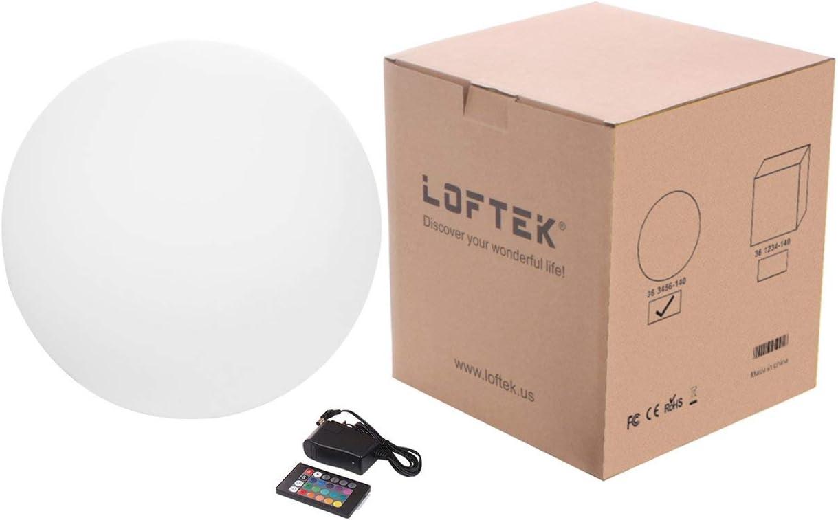 LOFTEK 20-inch LED Large Dimmable Light Ball: RGB 16 Color Changing Glow Ball with Remote Control, Waterproof Floating Pool Lights, Rechargeable for Nursery, Pool, Garden Decor