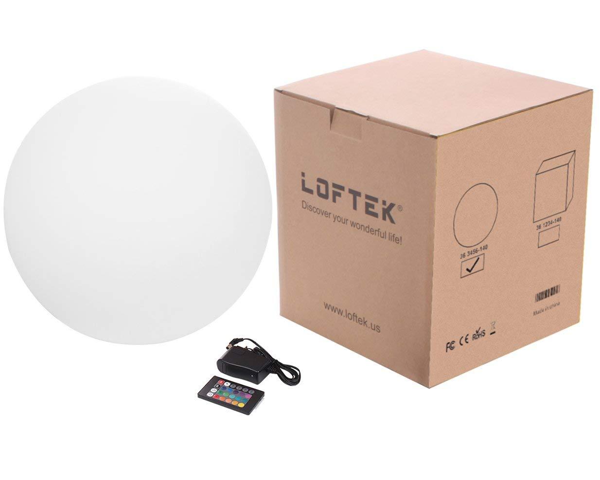 LOFTEK 20-inch LED Large Dimmable Light Ball: RGB 16 Color Changing Glow Ball with Remote Control, Waterproof Floating Pool Lights, Rechargeable for Nursery, Pool, Garden Decor