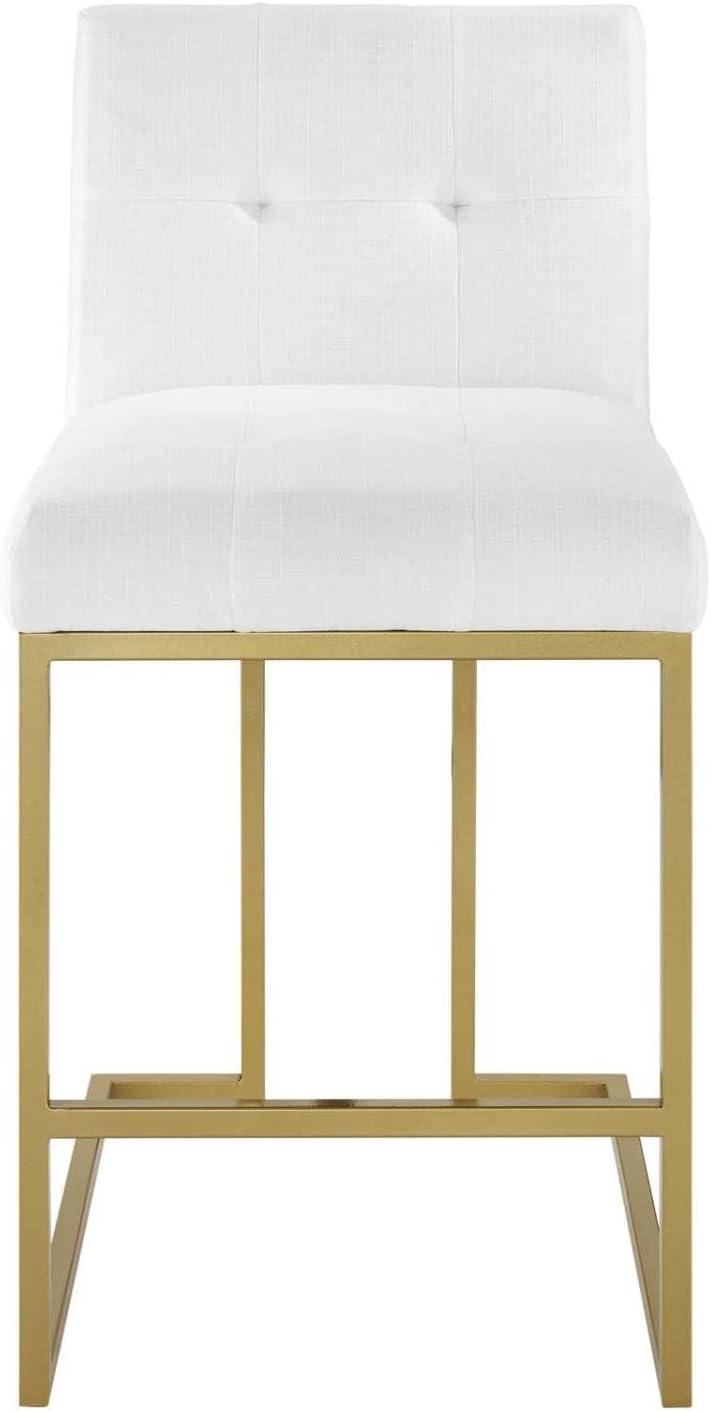 Privy Gold Stainless Steel and White Fabric Counter Stool