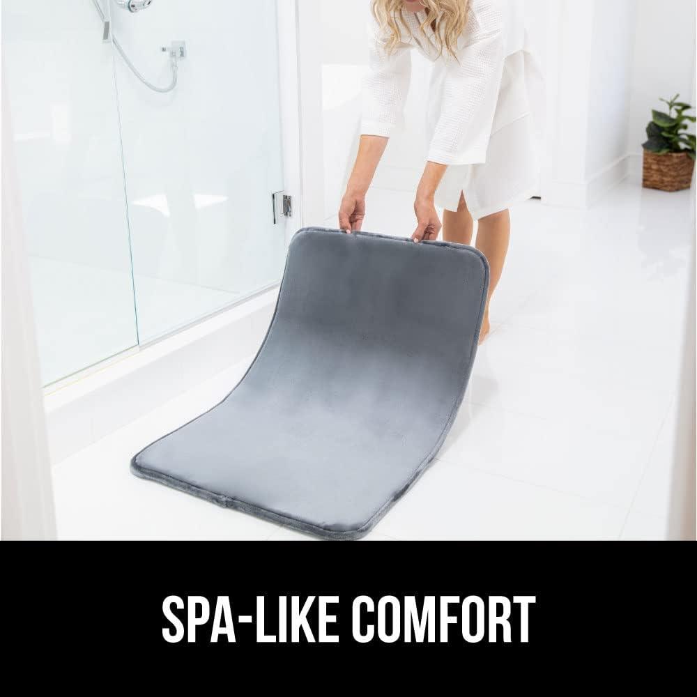 GORILLA GRIP Memory Foam Bath Rug, Machine Washable, Bath Rugs for Bathroom Floor, 24x17 Mat, Graphite Gray