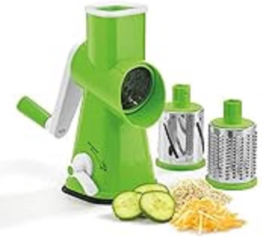 Green Rotary Drum Grater with Stainless Steel Drums