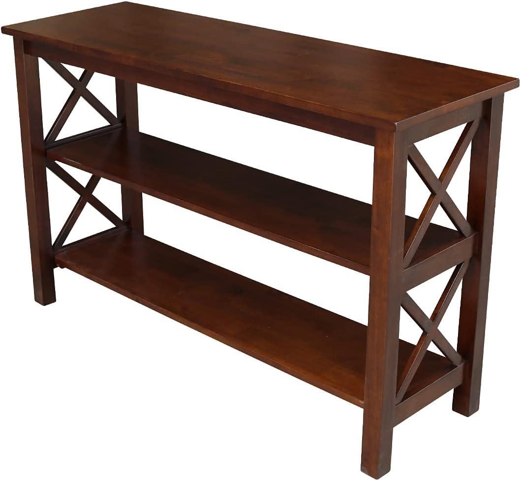 International Concepts Hampton Console Table Espresso: Stained Wood, Fixed Shelf, Rectangular Shape, Spot Clean