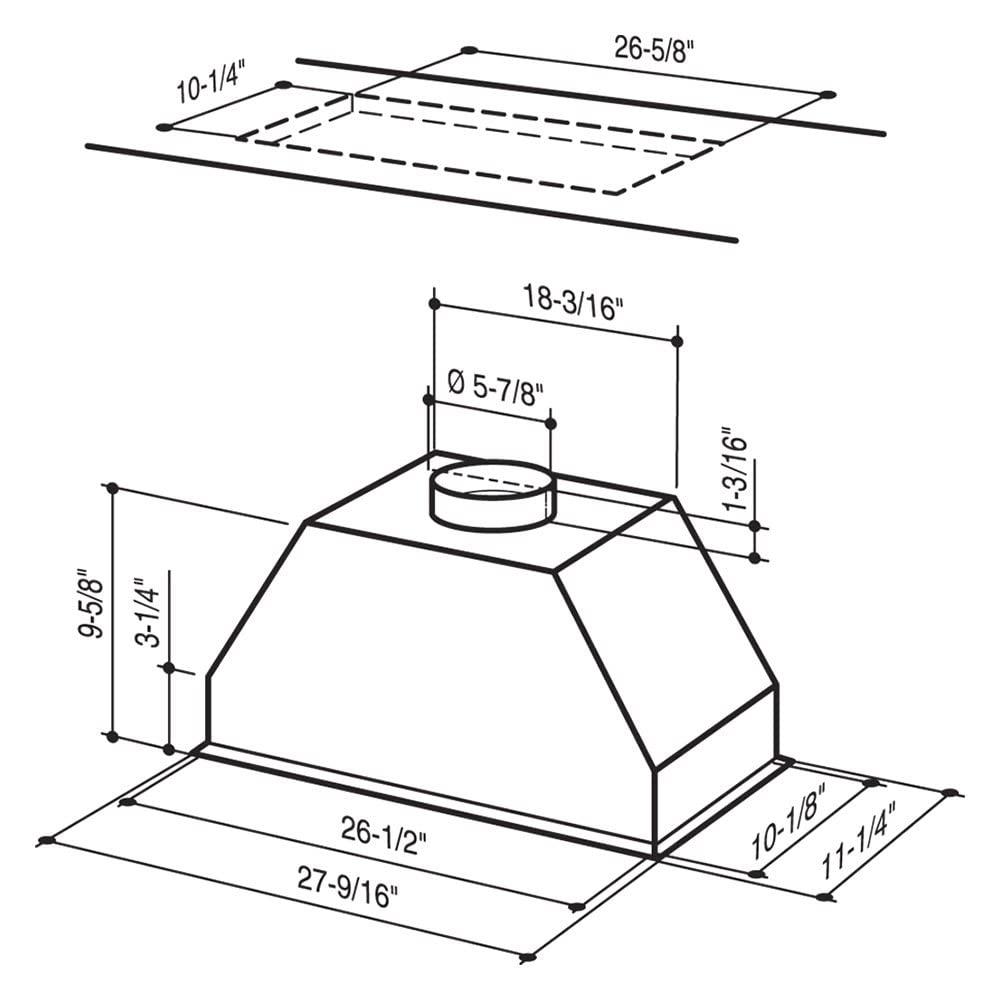 Broan-Nutone RMP17004 Elite Custom Power Pack for External Blower with Light, Exhaust Fan for Kitchen, Stainless Steel, 9.0 Sones, 400 CFM, 27.6"
