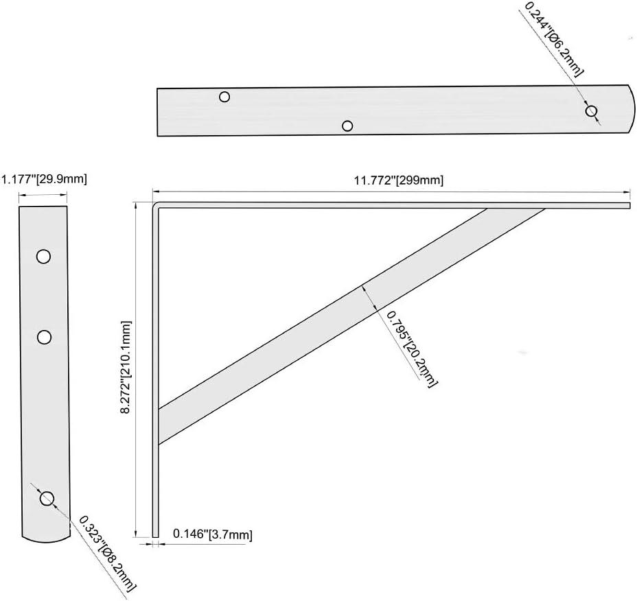 HOME MASTER HARDWARE 12 x 8 inch Heavy Duty Shelf Brackets, Load Capacity: 600lb, 10-Pack White Metal L Supports for Wall Mounted Wood Shelving, Shelves Bracket with Screws