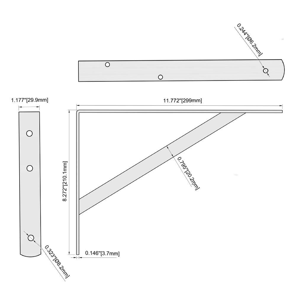 HOME MASTER HARDWARE 12 x 8 inch Heavy Duty Shelf Brackets, Load Capacity: 600lb, 10-Pack White Metal L Supports for Wall Mounted Wood Shelving, Shelves Bracket with Screws