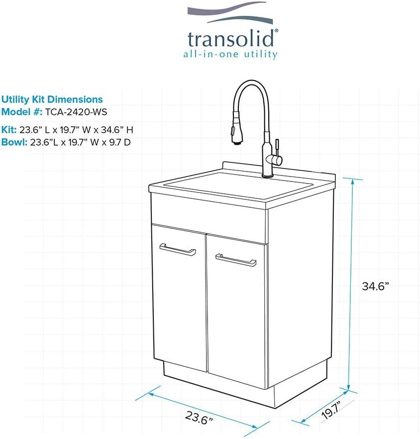 24-Inch White Freestanding Stainless Steel Laundry Sink with Faucet