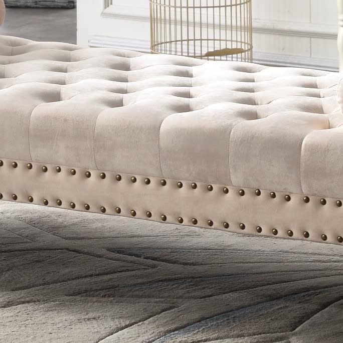 Stefania 71-inch Rolled Arm Oversized Velvet Tufted Upholstered Bench Standard Benches Black Velvet Victorian,Mid-Century Modern