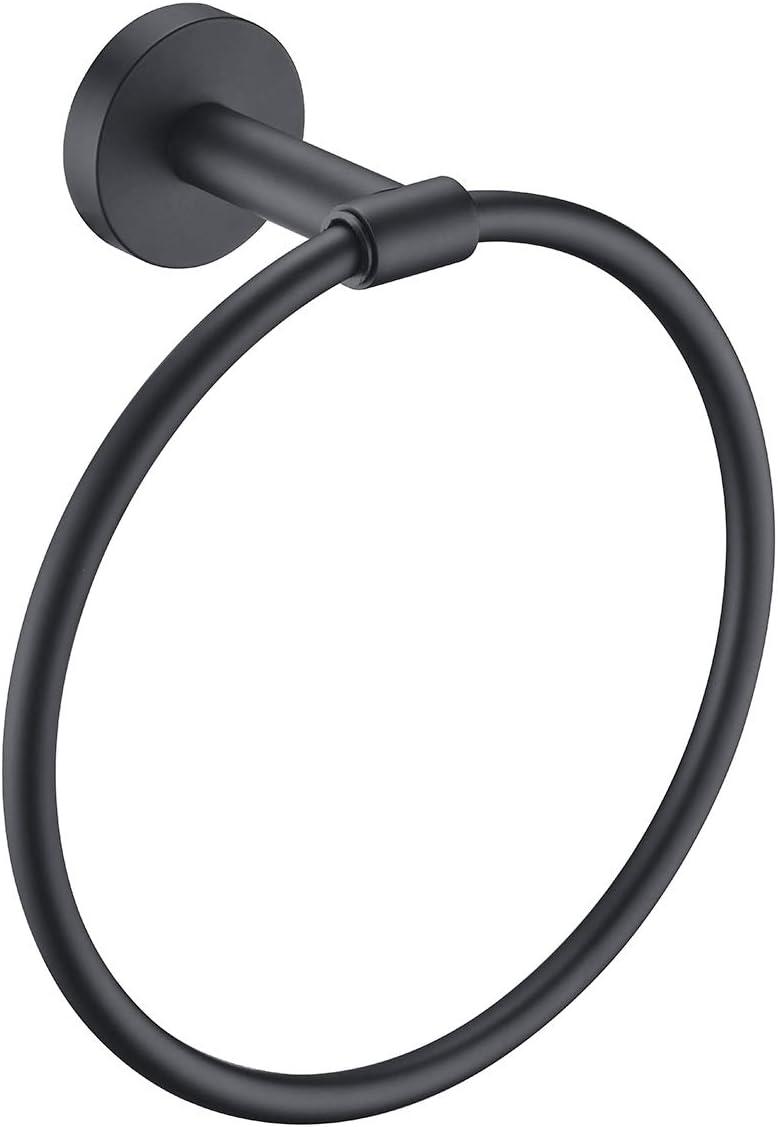 Matte Black Round Stainless Steel Wall Mounted Towel Ring