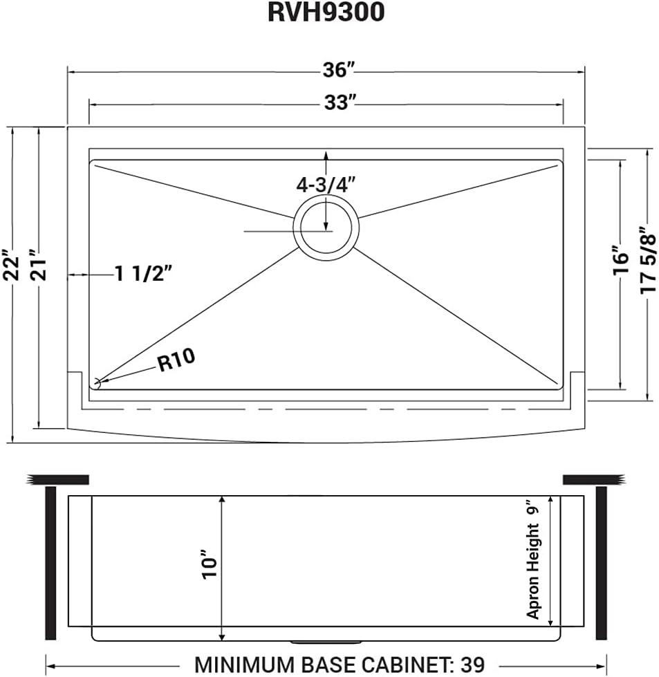 Ruvati 36-inch Apron-front Workstation Farmhouse Kitchen Sink 16 Gauge Stainless Steel Single Bowl