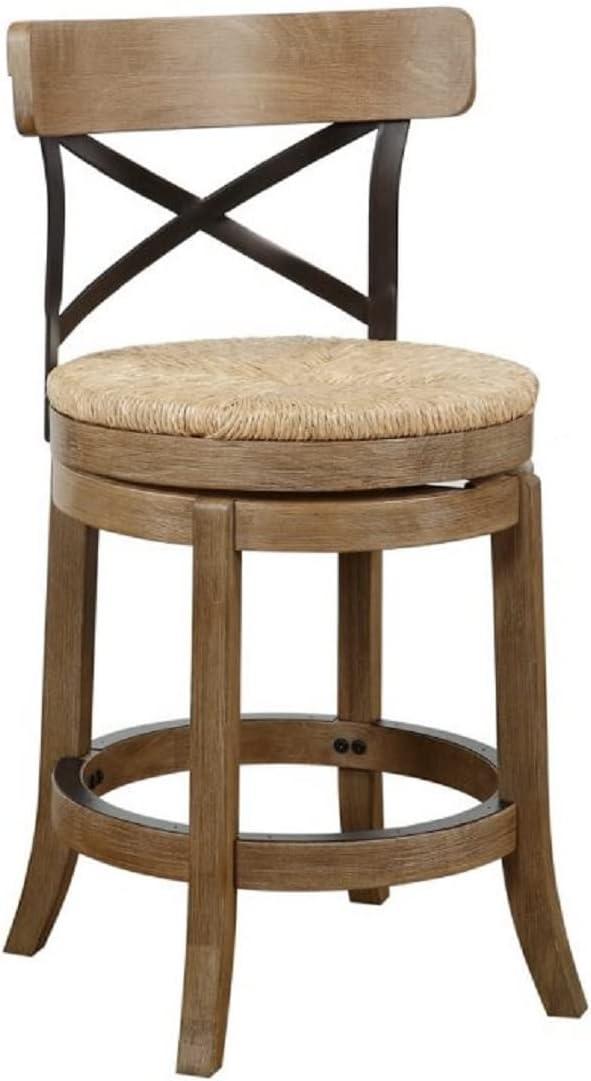 Myrtle 24" Wheat Wire-Brush Swivel Wood Counter Stool