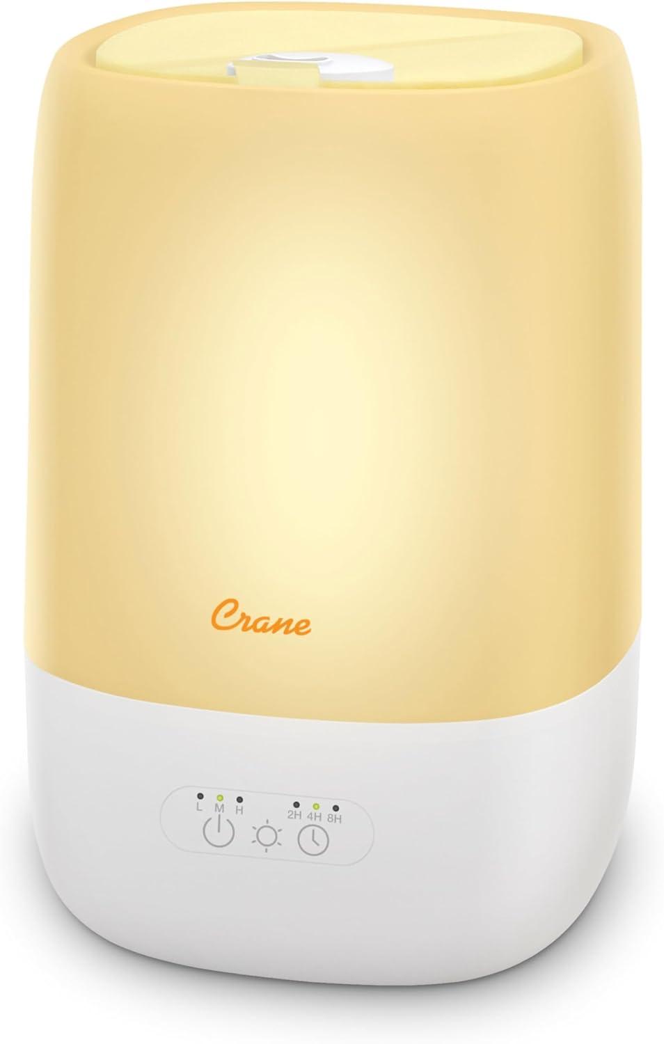 Crane USA Top Fill Cool Mist Humidifier - 1 Gallon with Sleep Support Light & Essential Oil Tray