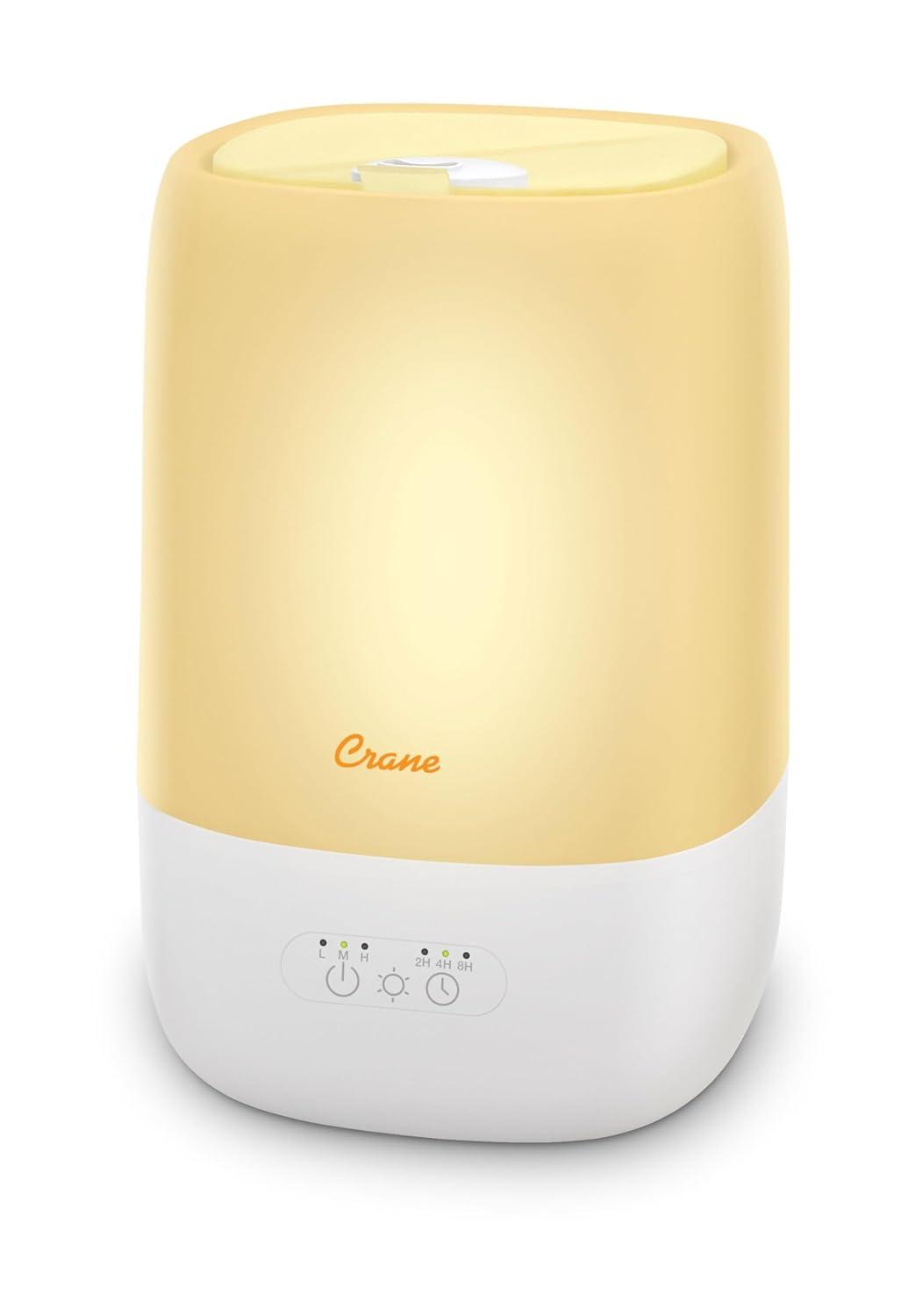 Crane USA Top Fill Cool Mist Humidifier - 1 Gallon with Sleep Support Light & Essential Oil Tray