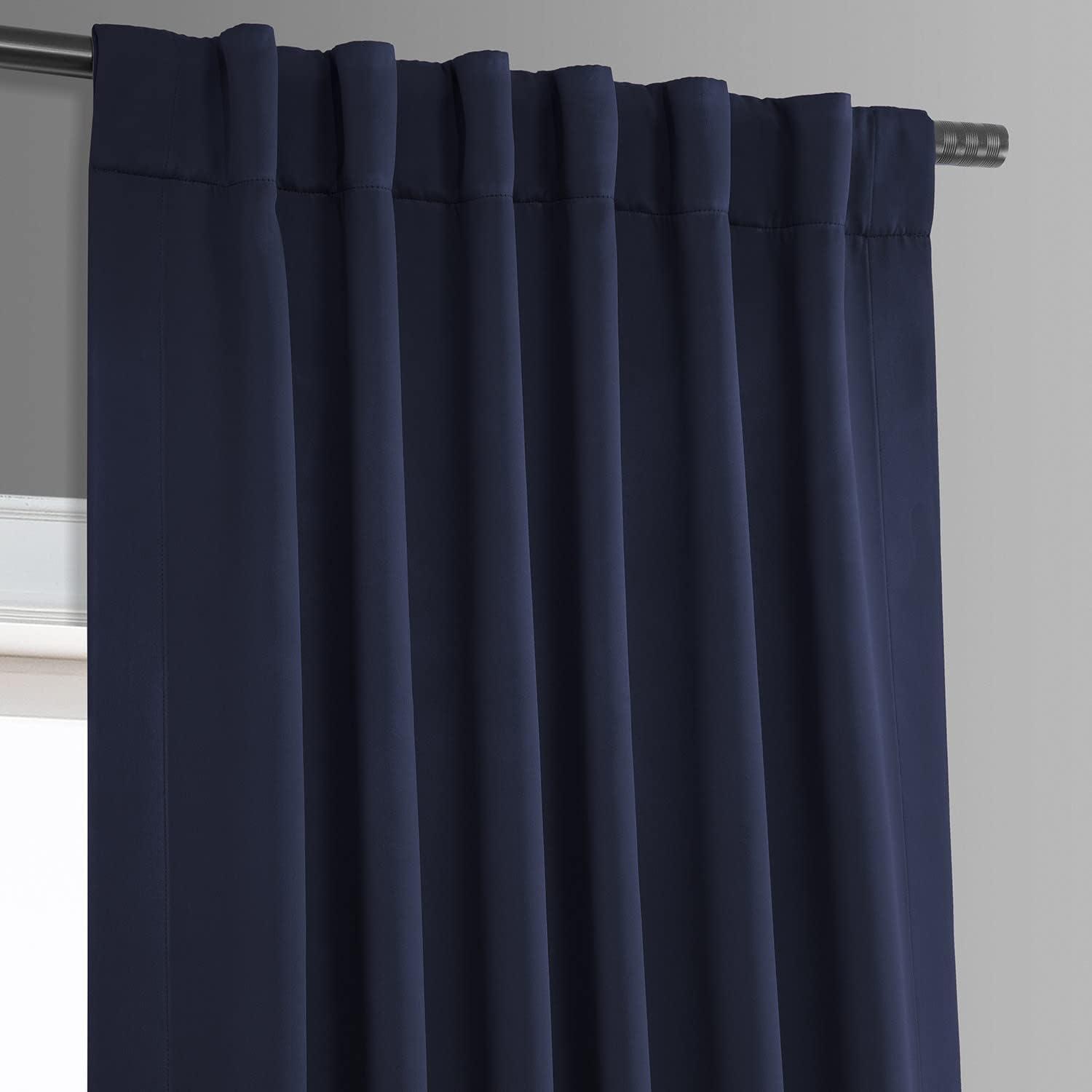 Navy Blue Pole Pocket Blackout Room Darkening Curtain (1 Panel), Navy Blue, 50W X 63L