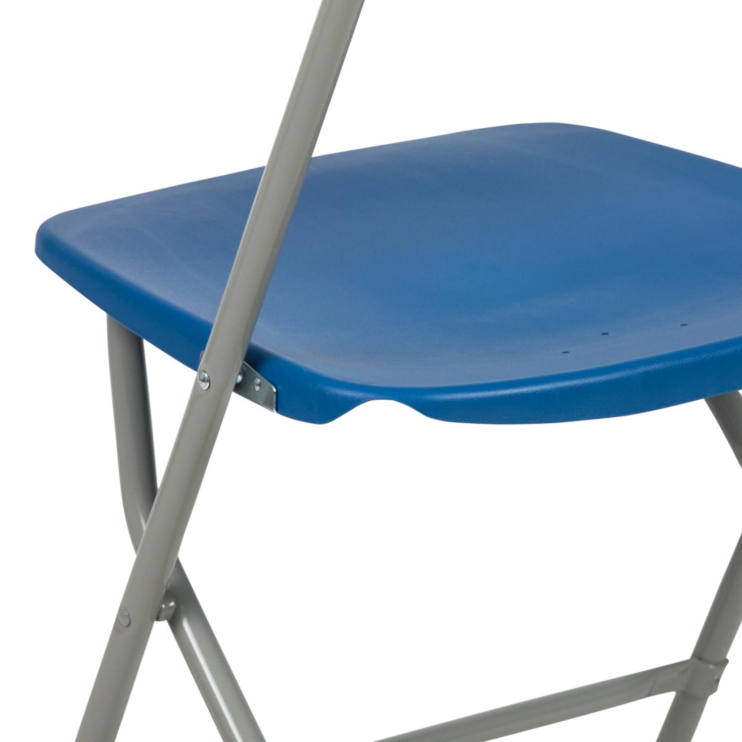 Flash Furniture Hercules Series Plastic Folding Chair - Blue - 650LB Weight Capacity Comfortable Event Chair - Lightweight Folding Chair -