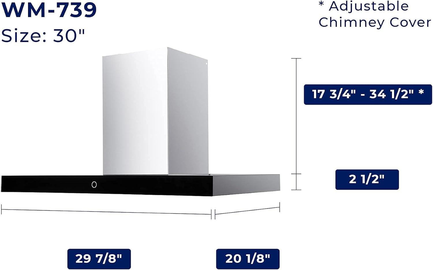 30" Stainless Steel Convertible Wall Mounted Range Hood