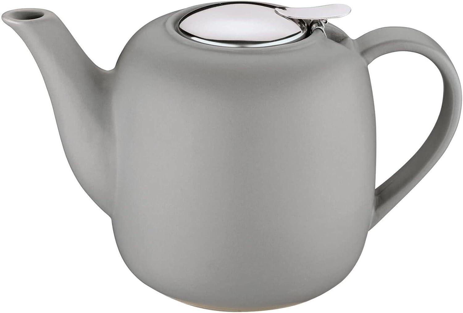 Gray Ceramic Teapot with Stainless Steel Lid, 50 fl. oz.