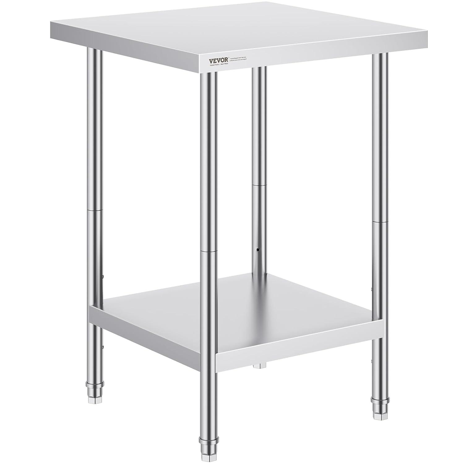VEVOR VEVOR Stainless Steel 24'' L x 24'' W x 34'' H Work Table