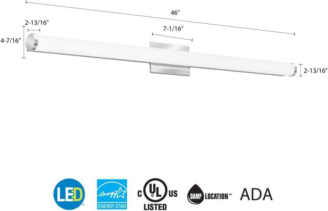 Contemporary Chrome 45" LED Cylinder Vanity Light with Dimmable Switch