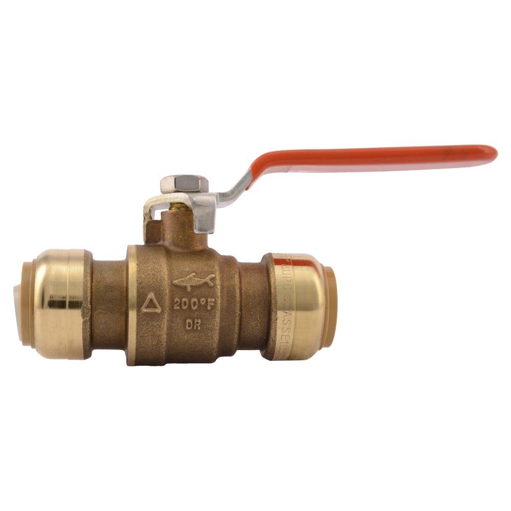 SharkBite 22185-0000LF Ball Valve 3/4 in Push-Fit x 3/4 in Push-Fit 2 Ports/Ways Brass