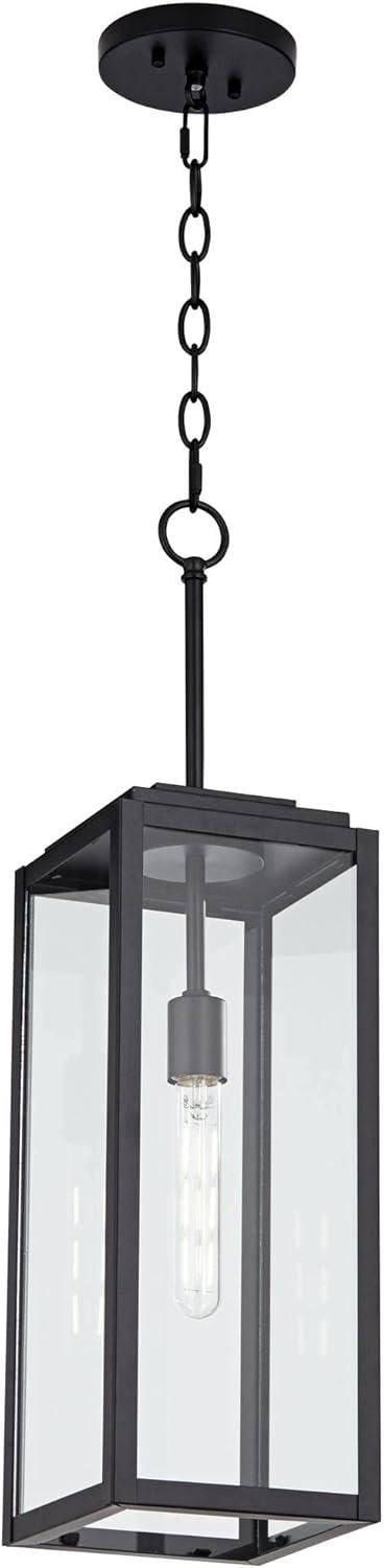 John Timberland Modern Outdoor Hanging Light Fixture Mystic Black 27 1/4" Clear Glass Panel for Exterior Barn Deck House Porch Patio Outside Garage