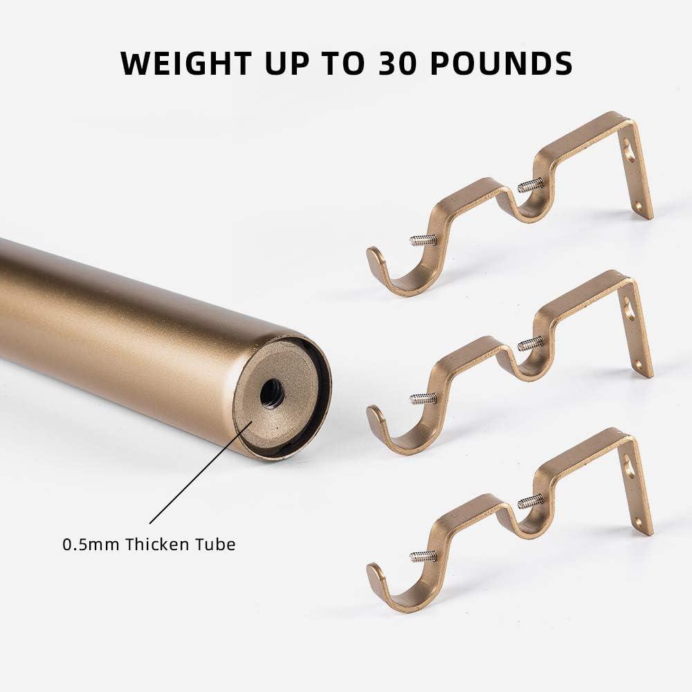 Ycolnaefllr Gold Double Curtain Rod Adjustable Curtain Rod Set, 84”-120” -