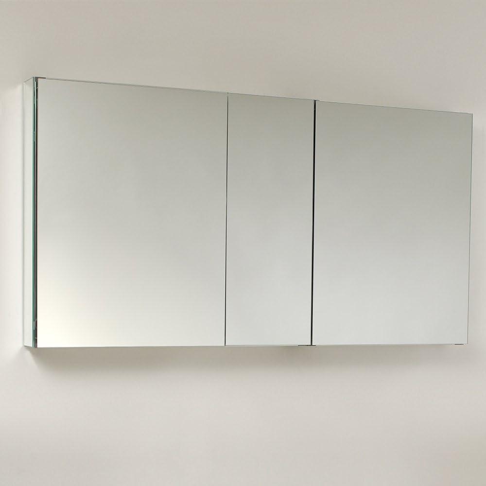 Senza 49" W x 26" H Surface/Recessed Mount Bathroom Medicine Cabinet with 4 Adjustable Shelves