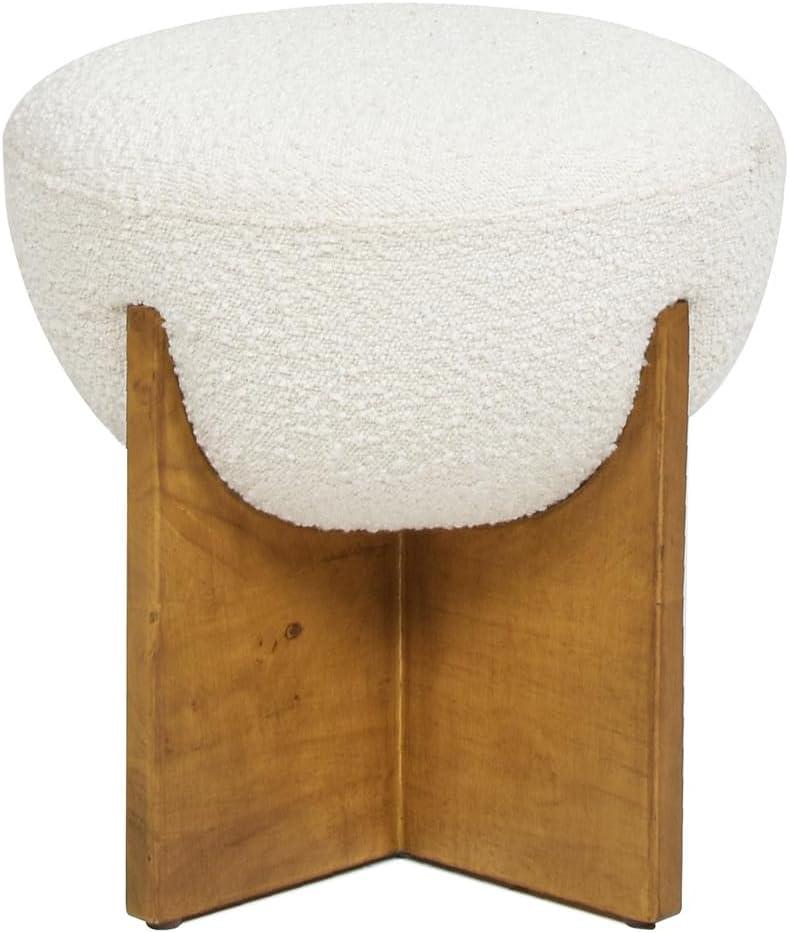 Jennifer Taylor Home Bali Round Upholstered Ottoman with Natural Wood Base