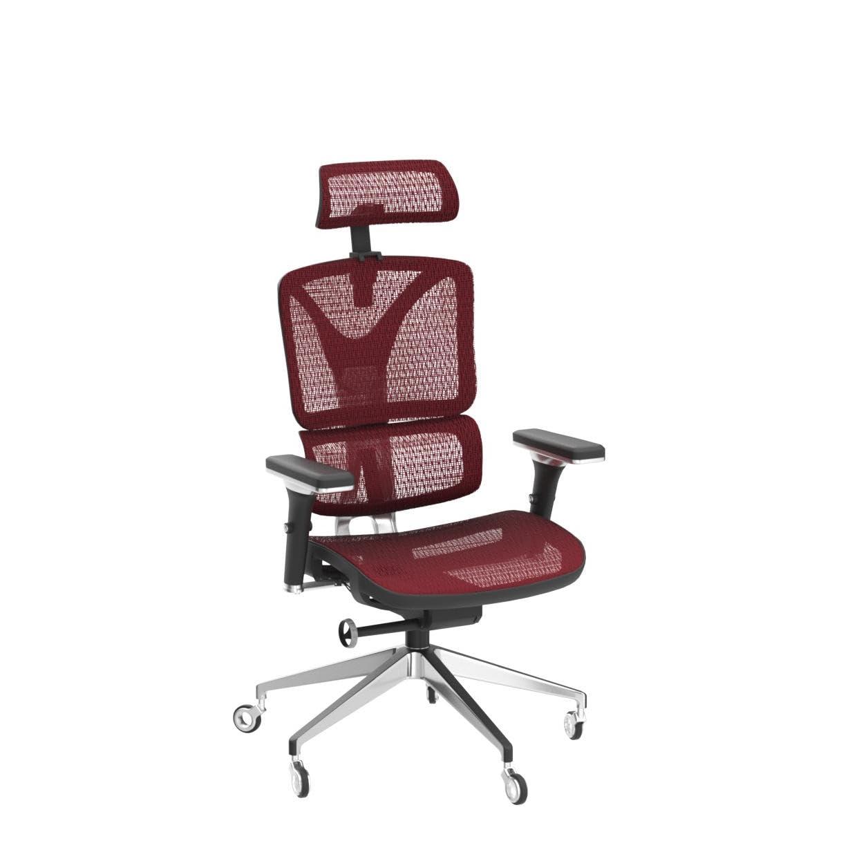 Nouhaus Inc Nouhaus Ergonomic Office Chair Lumbar Support Aluminum Alloy Backrest, Big and Tall Mesh Computer Desk Chair with Adjustable Headrest, 4D Armrest and Premium Wheels