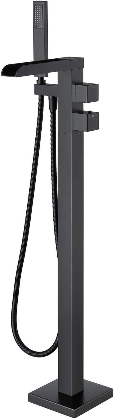 Chrome Freestanding Waterfall Tub Filler with Hand Shower