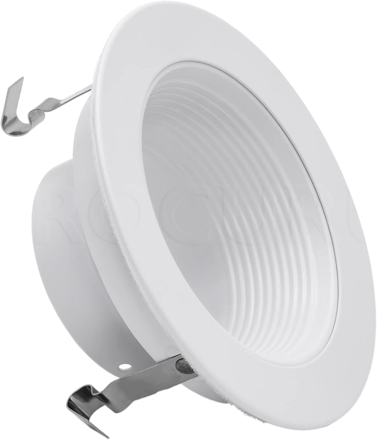 White 4-Inch Recessed Can Light Trim with Step Baffle, 6-Pack