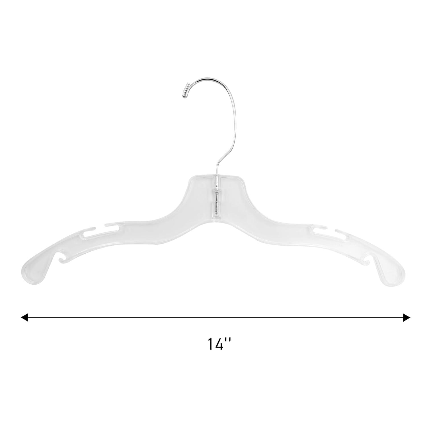 14 Inch Clear Plastic Junior Dress Hangers with Chrome Hook