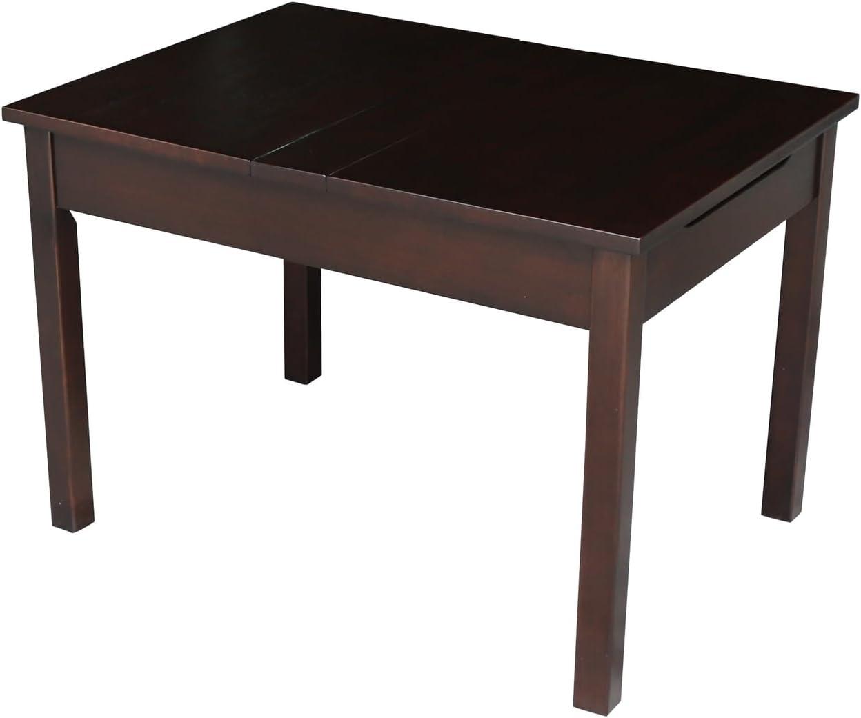 Children's Dark Stained Rubberwood Lift-Top Storage Table