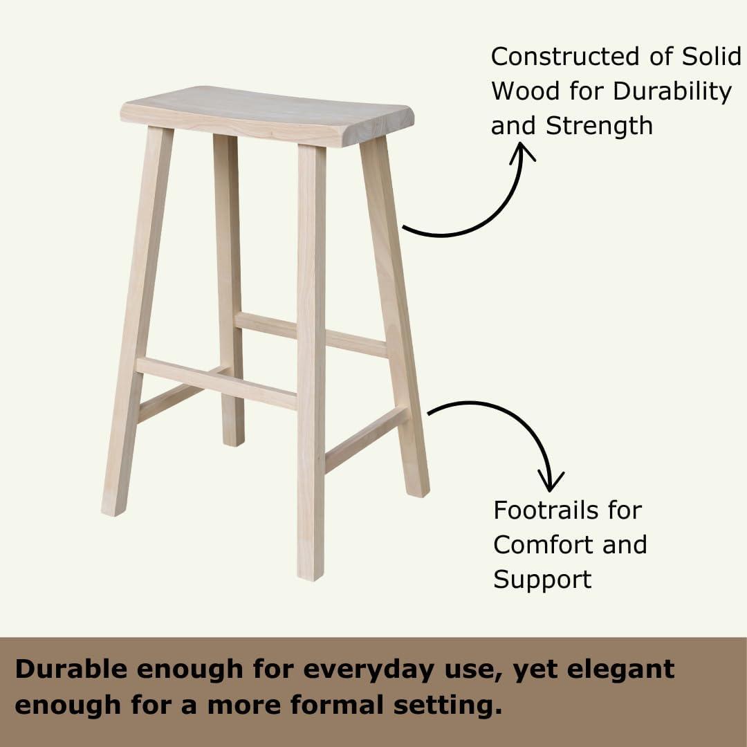International Concepts Wood Saddle Seat Stool - 29" Seat Height - Unfinished
