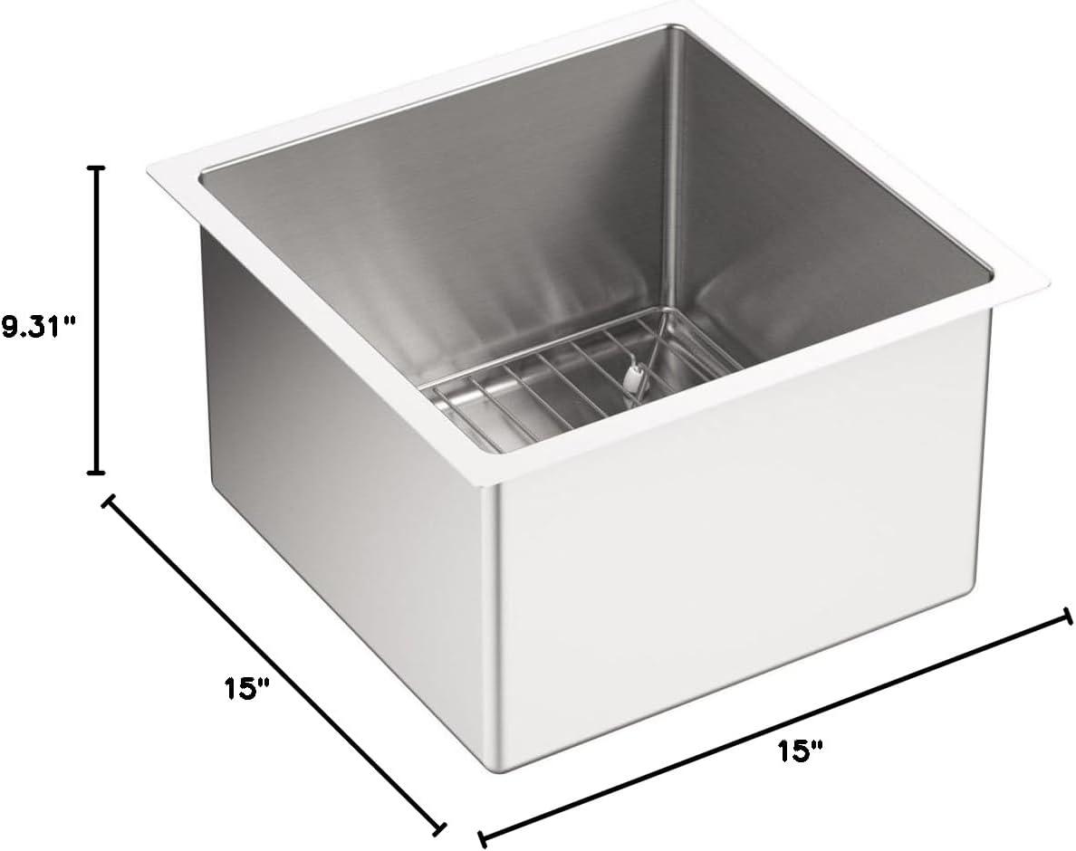 Strive® 15" L x 15" W Under-Mount Bar Sink with Basin Rack