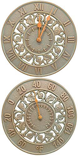 Ivy 12" Copper Verdigris Aluminum Indoor Outdoor Wall Clock