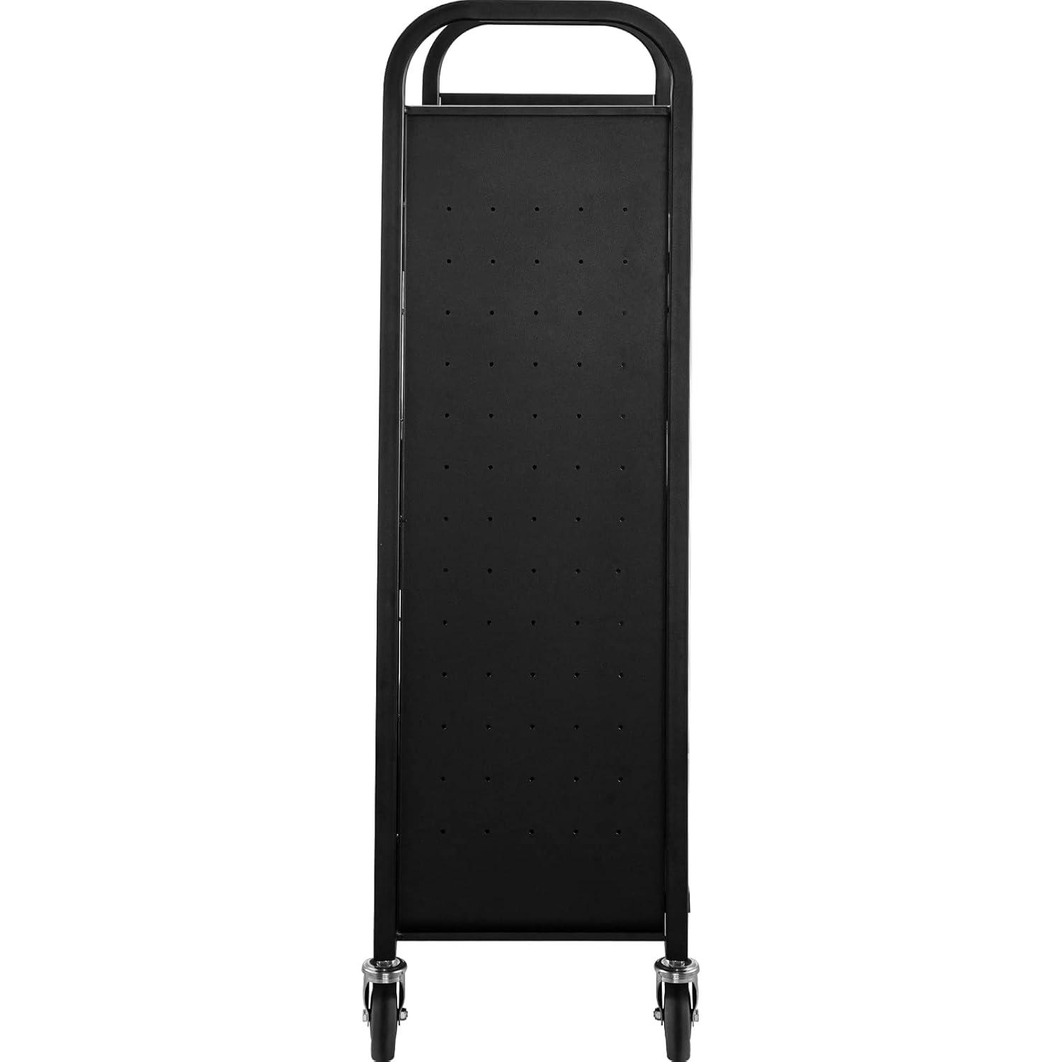 VEVOR Book Cart, 200lbs Library Cart, 30x14x49 Inch Rolling Book Cart Single Sided V-Shaped Sloped Shelves with 4 Inch Lockable Wheels, for Home Shelves Office and School Book Truck in Black