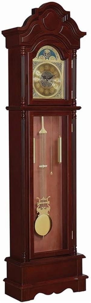 Bowery Hill Grandfather Clock with Adjustable Volume Digital Chime in Brown Red